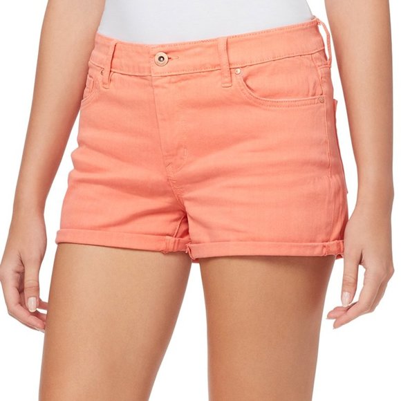 WOMEN'S JESSICA SIMPSON SHORTS FOREVER LOW RISE WOMENS SIZE 27 JEAN SHORTS CORAL - Picture 1 of 7